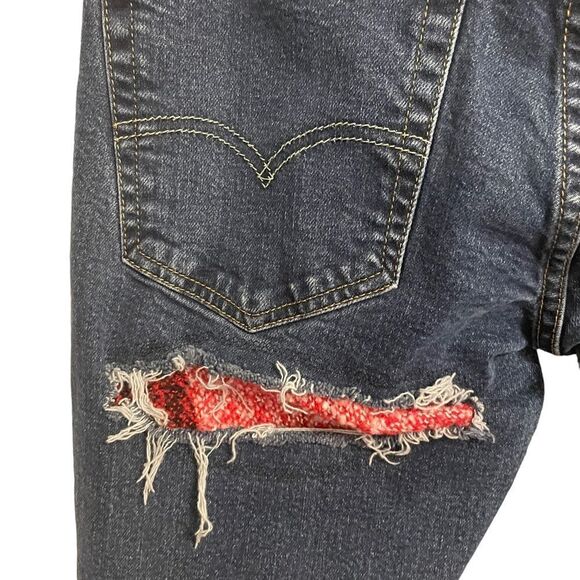 Levis 514 Straight Dark Denim Fringe Ankle Jeans Size 30 - Picture 7 of 8